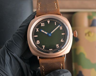 Panerai Radiomir 44*16mm Black/Red/Green Face P6000 Movement Rose Gold Case Watch